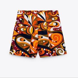 Zara Printed High Waisted Shorts